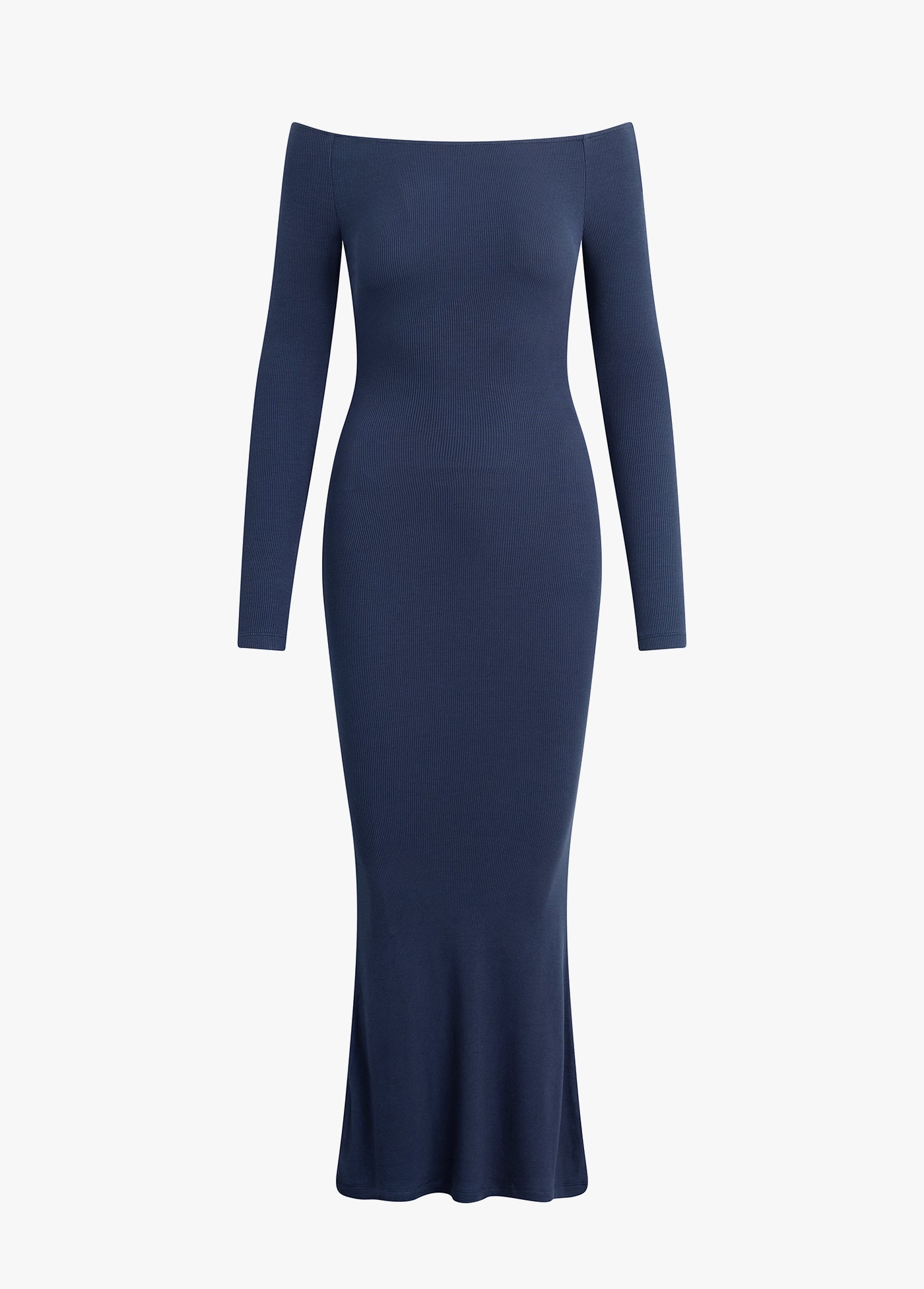 navy blue tight long dress La Femme Off the Shoulder Elegant Long Evening Gown - Red