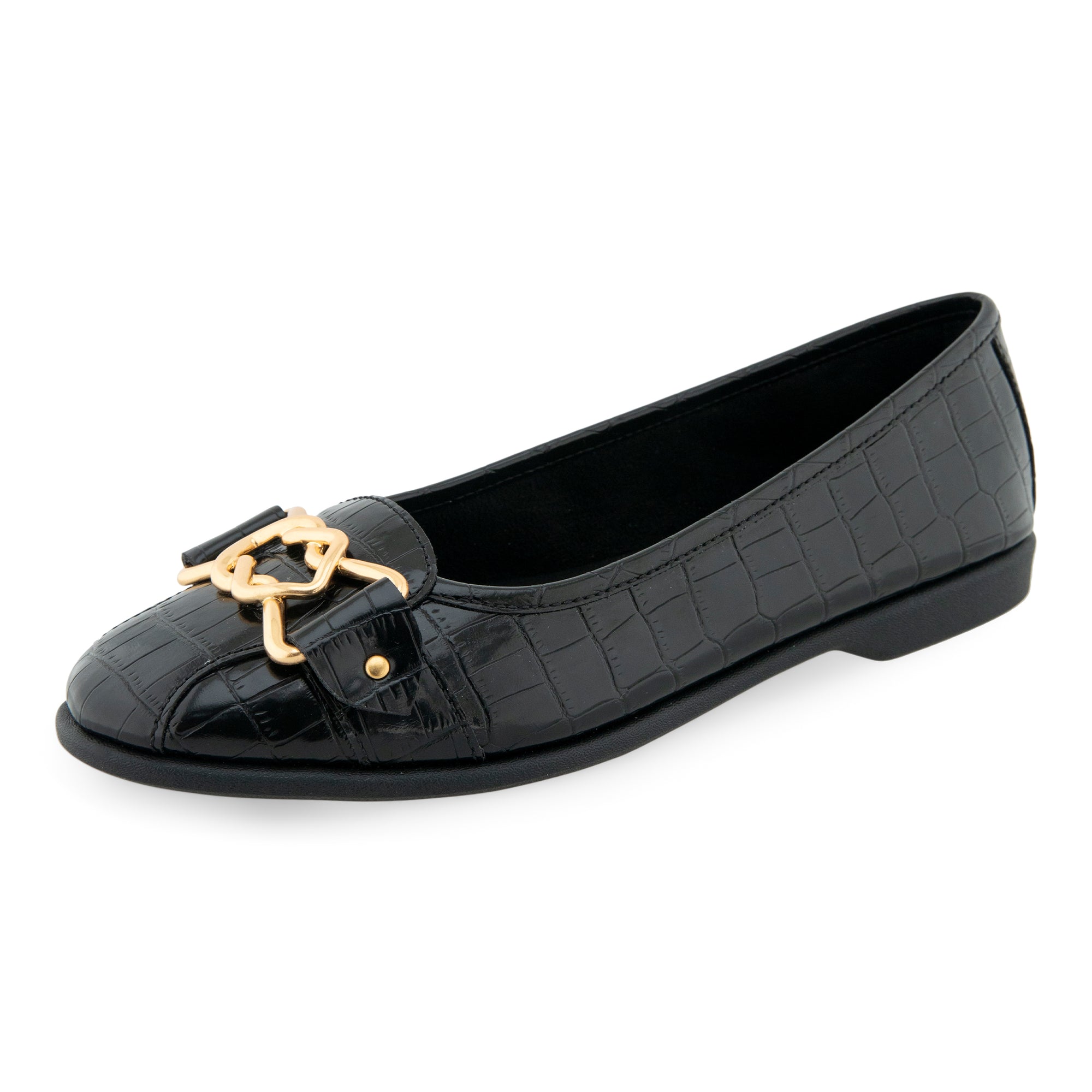 Bia | Black Croco Faux Leather