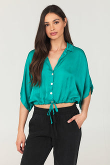 Flowy Tie Waist Shirt | Tropical Teal