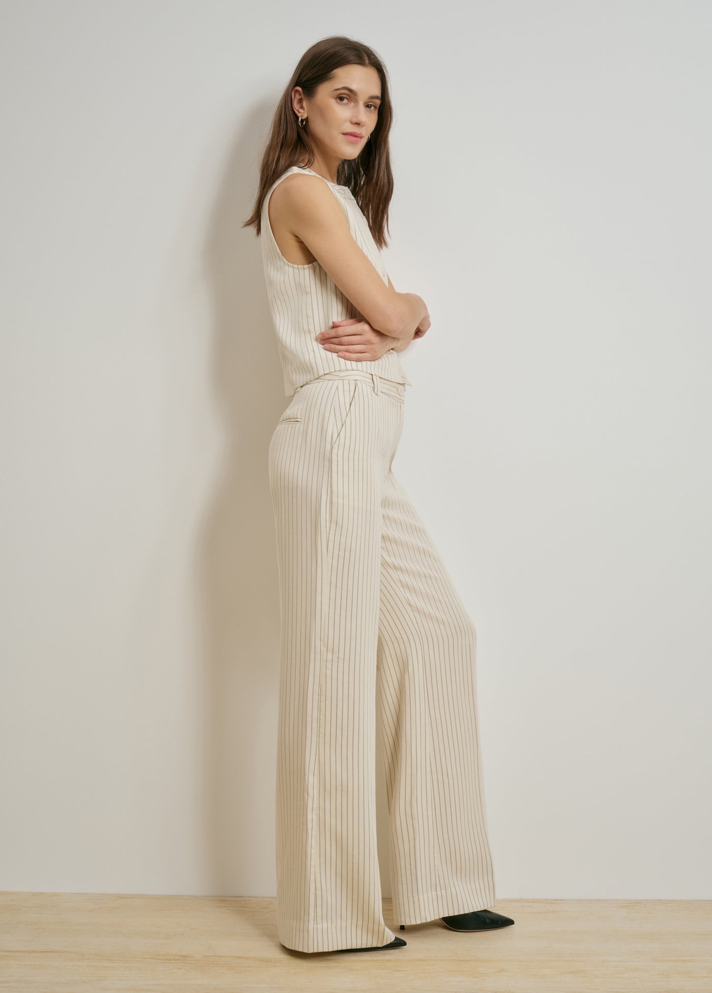cream pinstripe