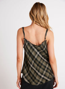 Frayed Cami | Olive Plaid