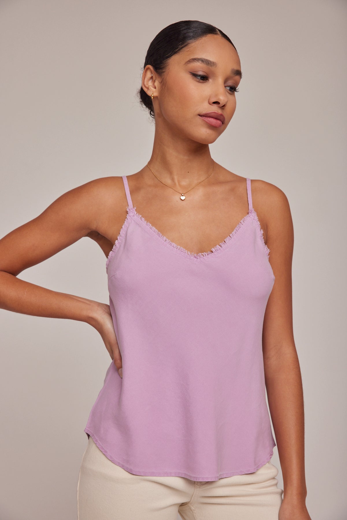 Bella DahlFrayed Tencel Cami - Orchid BlushTops