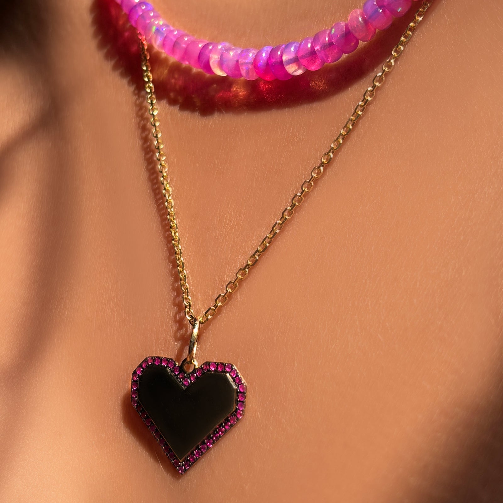 Digi Heart Charm with Rubies
