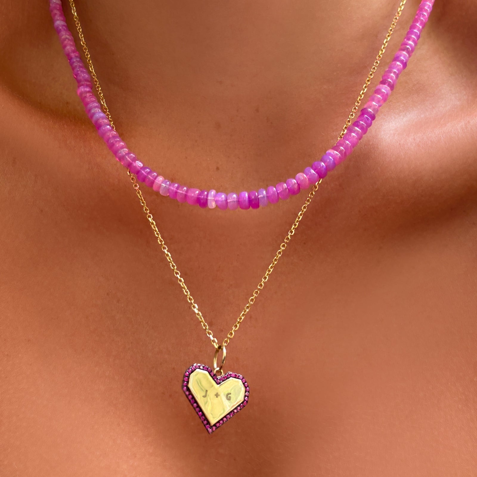 Digi Heart Charm with Rubies
