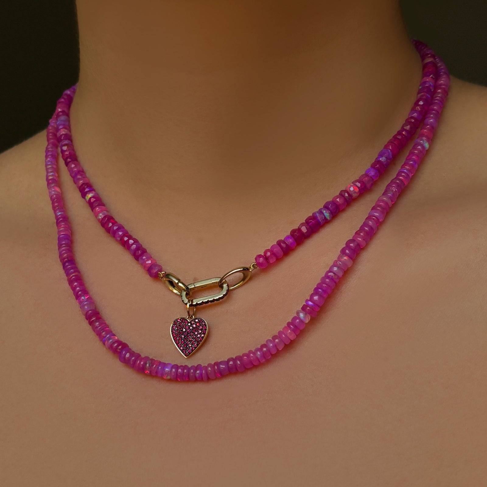 Fuchsia Faceted Opal Necklace