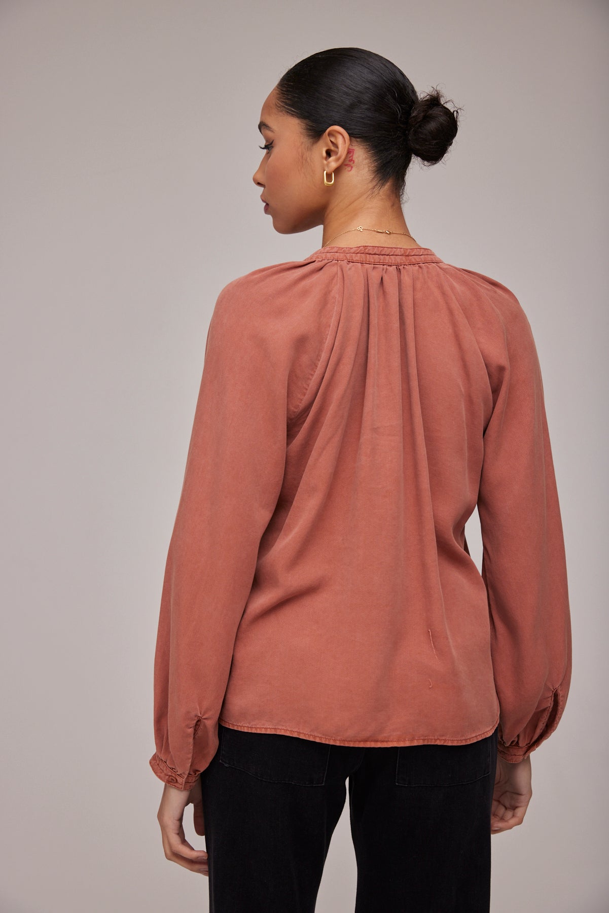 Full Sleeve Raglan Button Down - Baked Terracotta