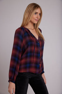 Full Sleeve Raglan Button Down - Jewel Tone Plaid