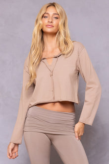Women | Split Front Fleece Sweatshirt | Woodsmoke