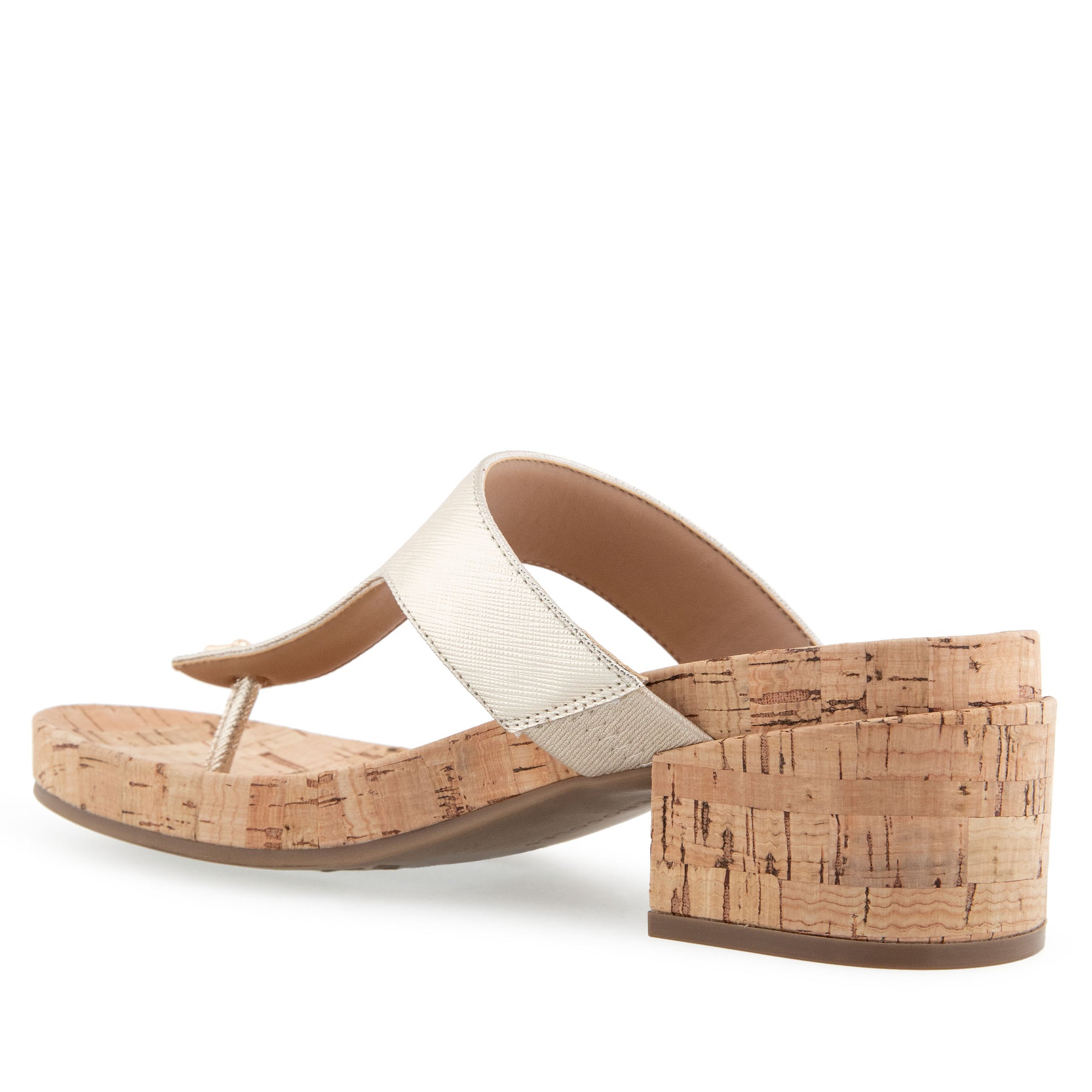 Clio Sandal Dress Block Heel | Gold Metallic Textured Faux Leather/Cork