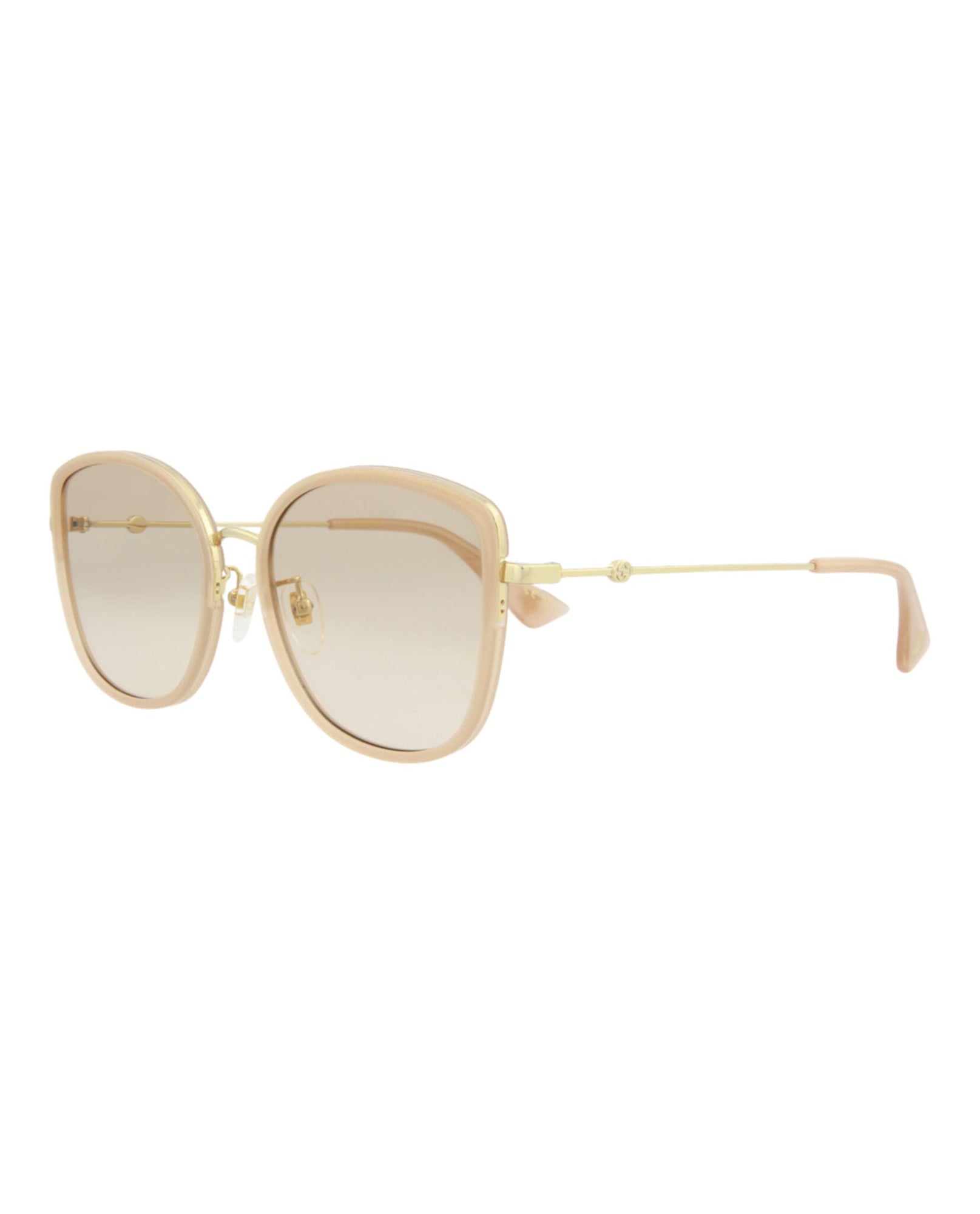 Gucci Square Metal Sunglasses | Nude