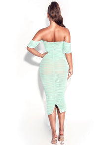 Quenby Off Shoulder Mesh Maxi Dress | Mint