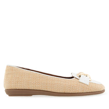 Bell Casual Flat | Natural/White Raffia/Faux Soft Nappa