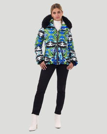 Après-Ski Jacket With Detachable Fo Hood Trim | Women | Blue Print x Black (V3)