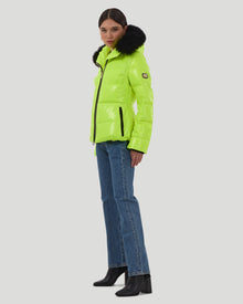 Après-Ski Jacket With Detachable Fo Hood Trim | Women | Neon Yellow x Black