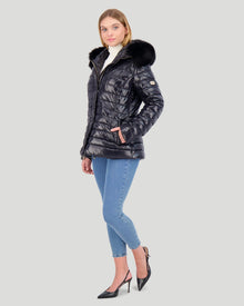 Après-Ski Jacket With Detachable Fo Hood Trim | Women | Black x Black