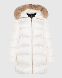 Après-Ski Jacket With Detachable Toscana Lamb Hood Trim | Ivory/Whiskey (V2)