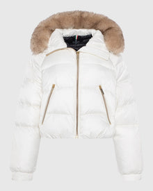 Après-Ski Jacket With Detachable Toscana Lamb Hood Trim | Ivory/Whiskey (V3)