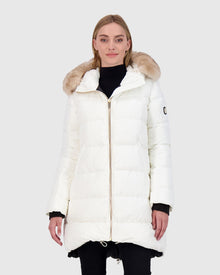 Après-Ski Jacket With Detachable Toscana Lamb Hood Trim | Ivory/Whiskey (V2)