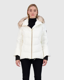 Après-Ski Jacket With Detachable Toscana Lamb Hood Trim | Ivory/Whiskey (V4)