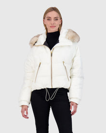Après-Ski Jacket With Detachable Toscana Lamb Hood Trim | Ivory/Whiskey (V3)