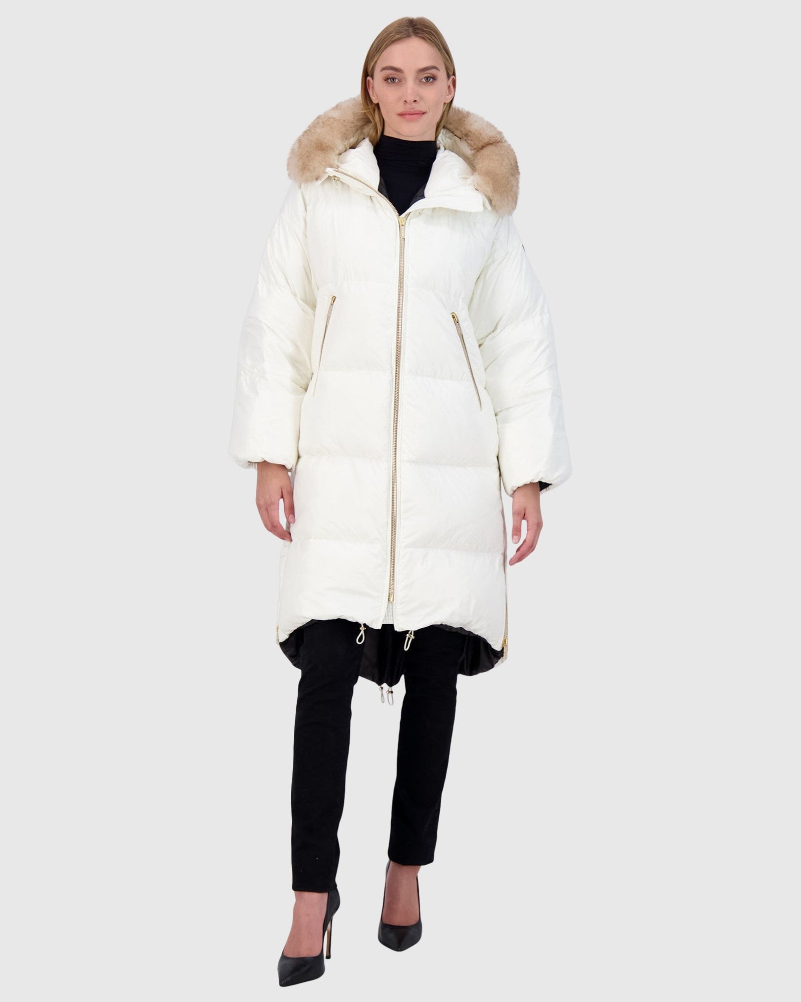 Après-Ski Jacket With Detachable Toscana Lamb Hood Trim | Ivory/Whiskey (V1)