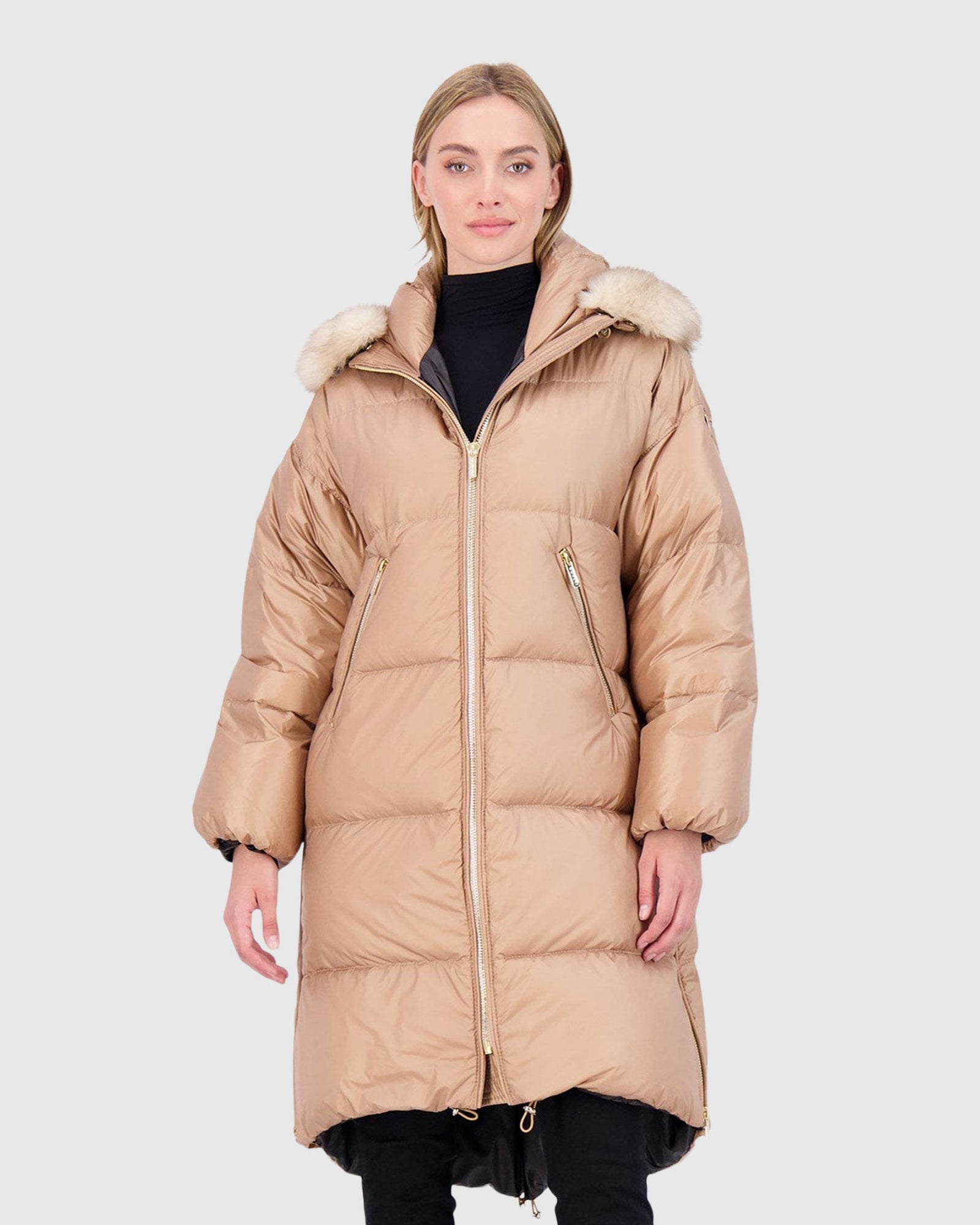 Après-Ski Jacket With Detachable Toscana Lamb Hood Trim | Camel/Whiskey (V1)