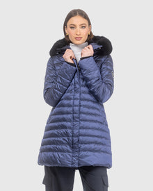 Après-Ski Jacket With Detachable Toscana Lamb Hood Trim | Ocean Blue/Black (V1)