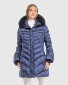 Après-Ski Jacket With Detachable Toscana Lamb Hood Trim | Ocean Blue/Black (V2)