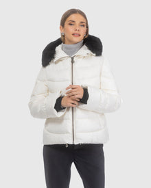 Après-Ski Jacket With Detachable Toscana Lamb Hood Trim | Ivory/Black (V3)