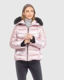 Après-Ski Jacket With Detachable Toscana Lamb Hood Trim | Pink/Black (V2)