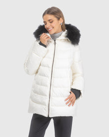 Après-Ski Jacket With Detachable Toscana Lamb Hood Trim | Ivory/Black (V4)