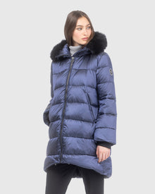 Après-Ski Jacket With Detachable Toscana Lamb Hood Trim | Ocean Blue/Black (V4)