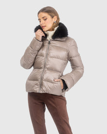 Après-Ski Jacket With Detachable Toscana Lamb Collar | Stone/Black
