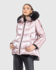 Après-Ski Jacket With Detachable Toscana Lamb Hood Trim | Pink/Black (V4)