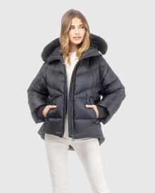 Après-Ski Jacket With Detachable Toscana Lamb Hood Trim | Black/Black (V12)