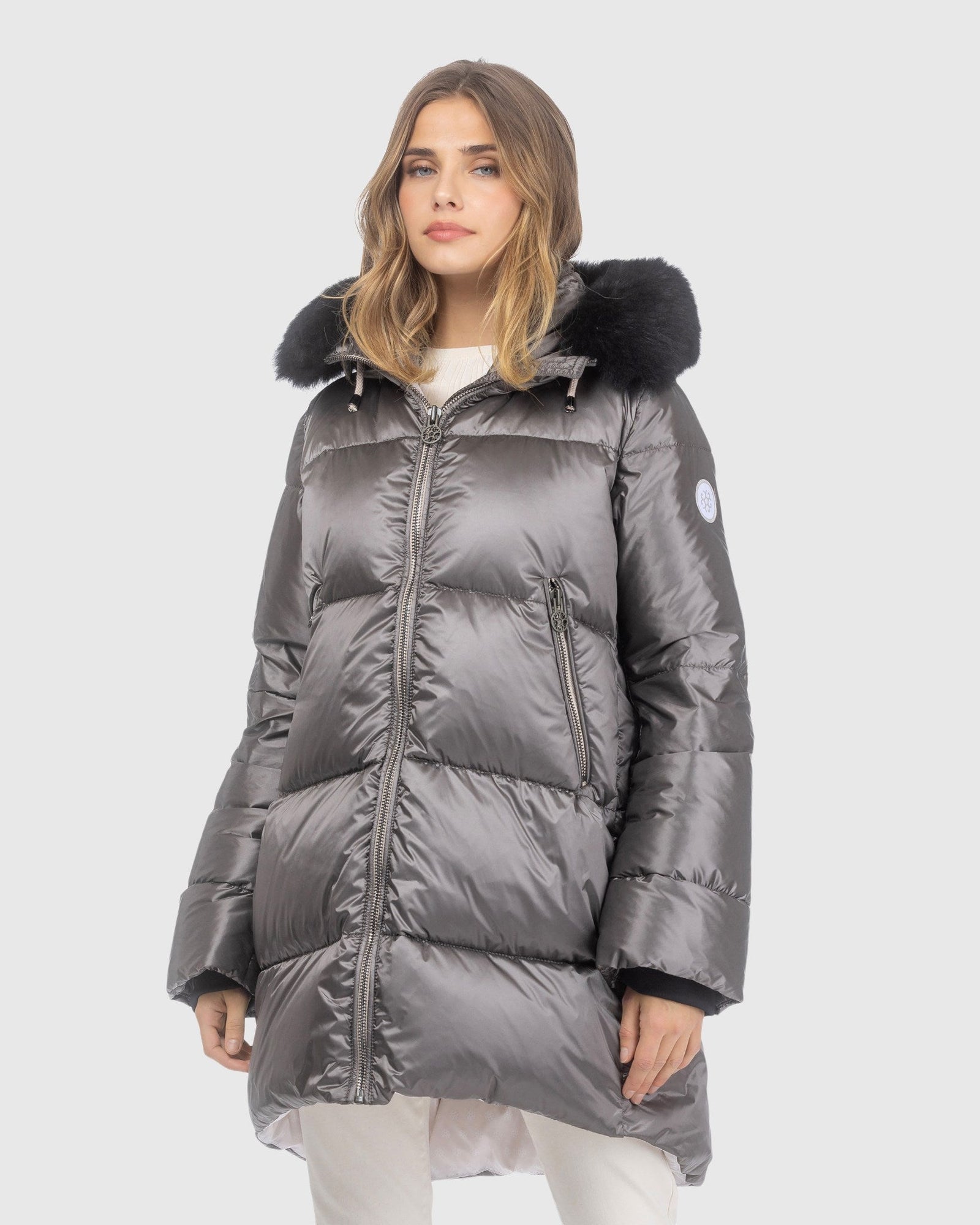 Après-Ski Jacket With Detachable Toscana Lamb Hood Trim | Greige/Black (V8)