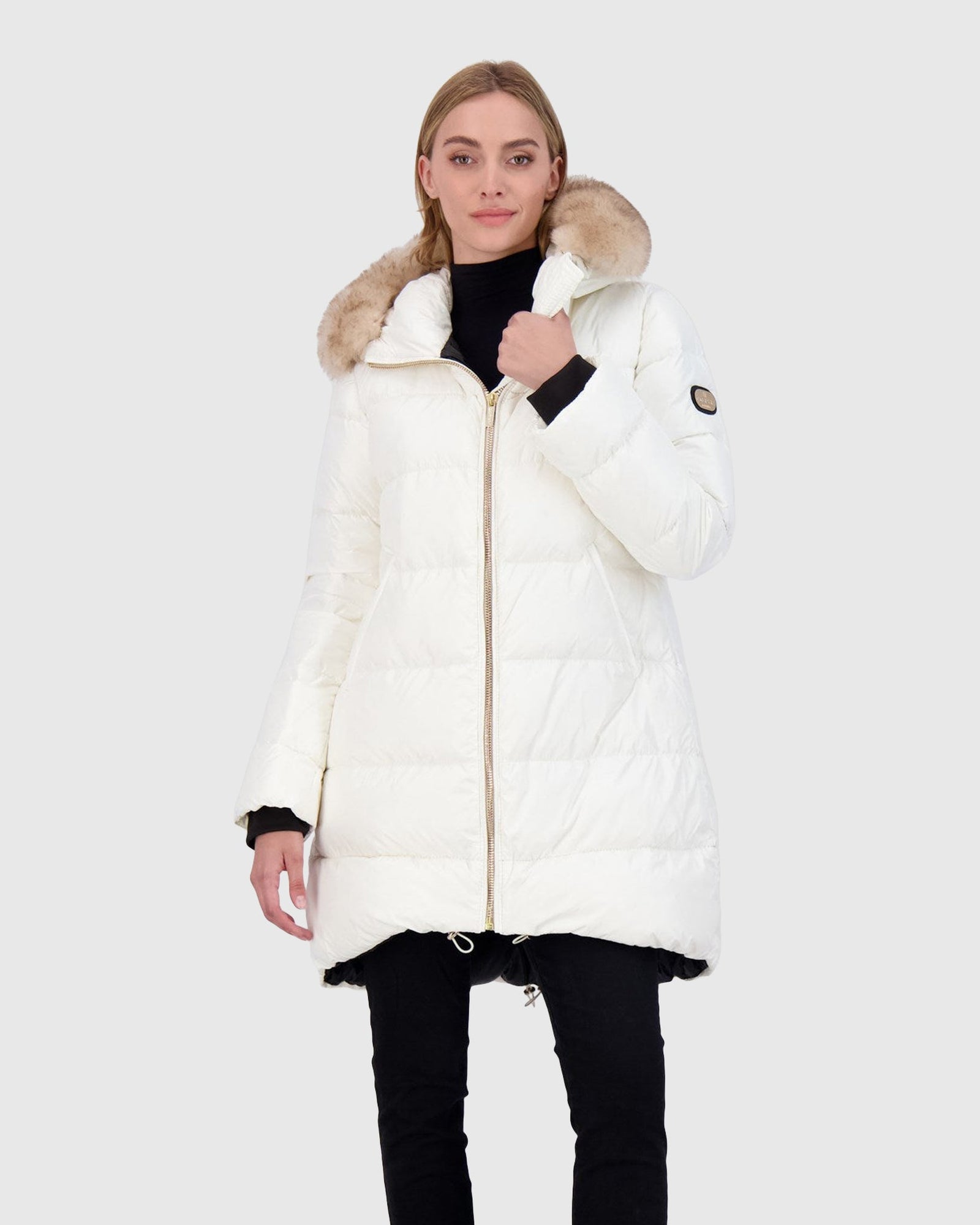 Après-Ski Jacket With Detachable Toscana Lamb Hood Trim | Ivory/Whiskey (V2)