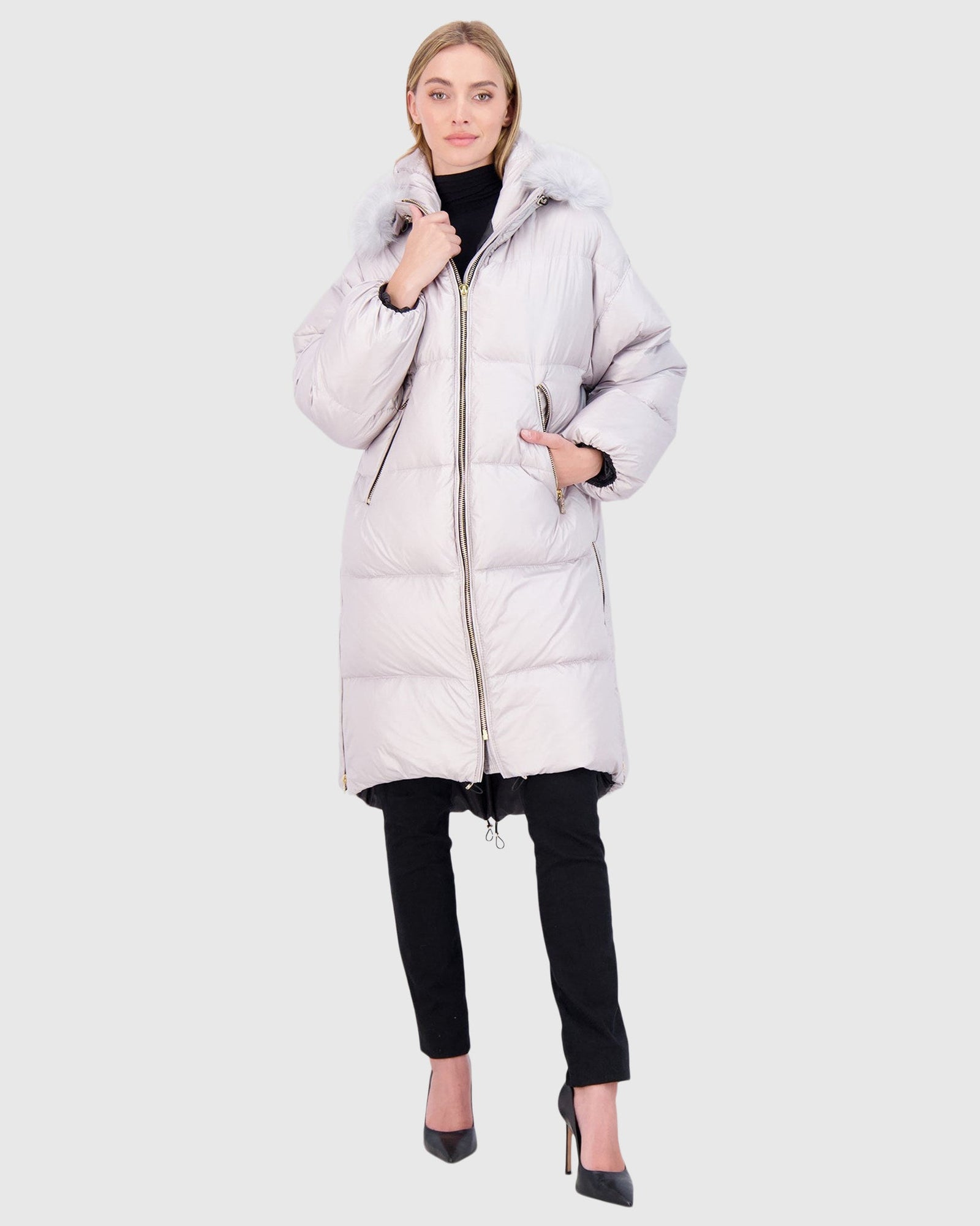 Après-Ski Jacket With Detachable Toscana Lamb Hood Trim | Gray/Gray (V1)