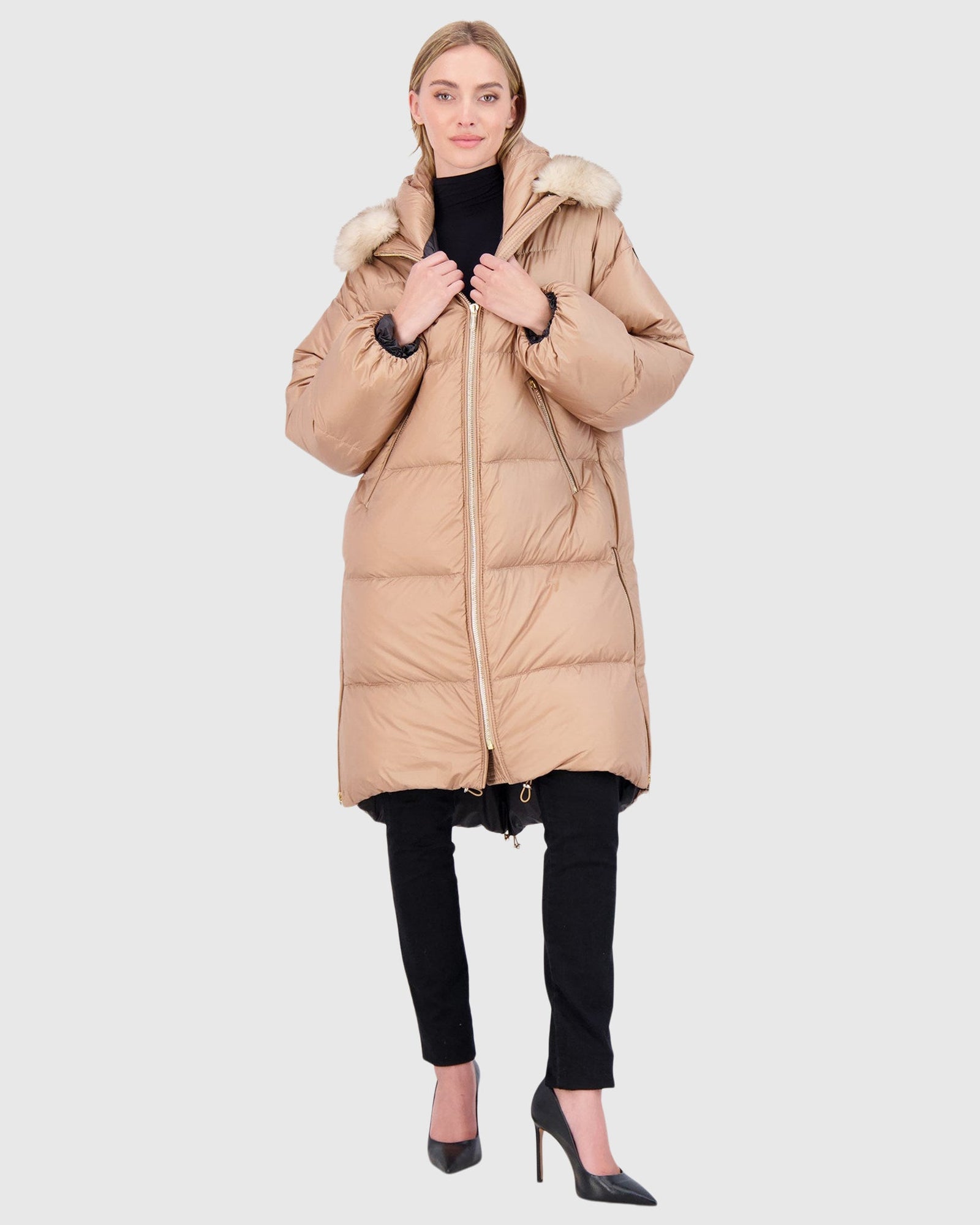 Après-Ski Jacket With Detachable Toscana Lamb Hood Trim | Camel/Whiskey (V1)