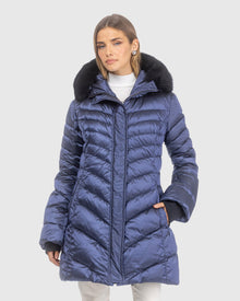 Après-Ski Jacket With Detachable Toscana Lamb Hood Trim | Ocean Blue/Black (V2)