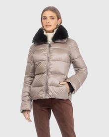 Après-Ski Jacket With Detachable Toscana Lamb Collar | Stone/Black