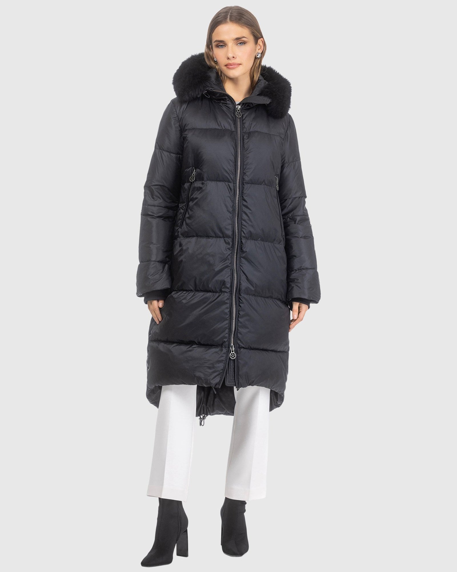 Après-Ski Jacket With Detachable Toscana Lamb Hood Trim | Black/Black (V11)