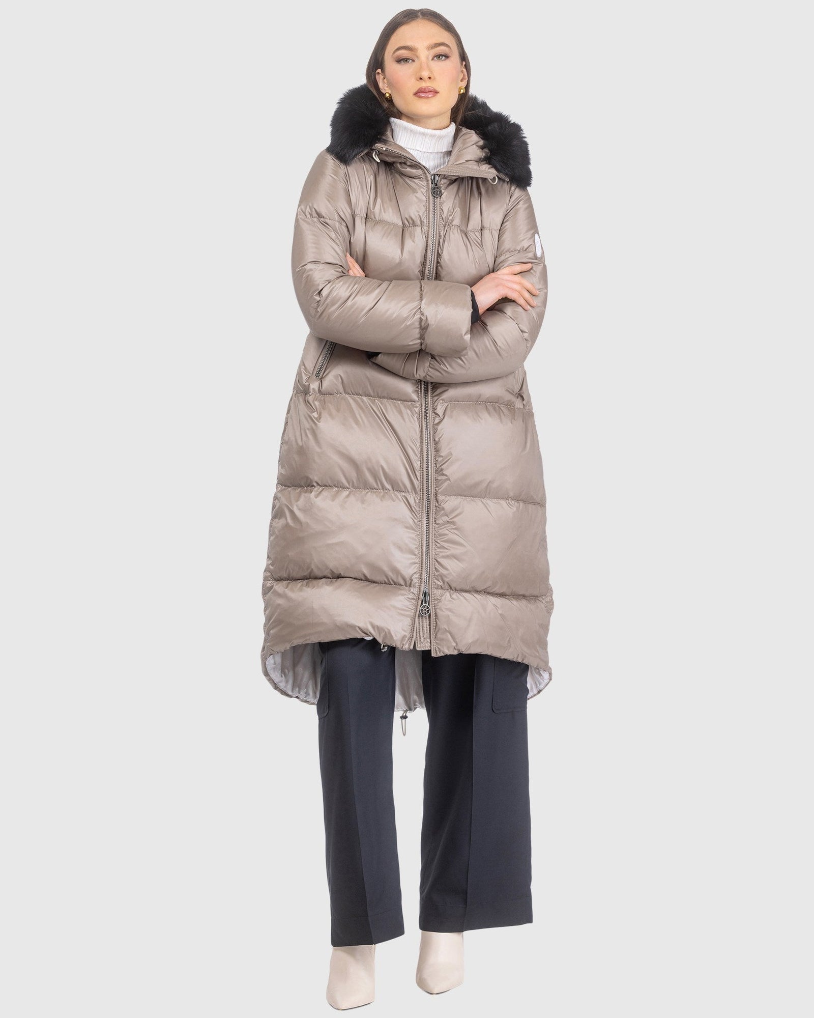 Après-Ski Jacket With Detachable Toscana Lamb Hood Trim | Stone/Black (V5)