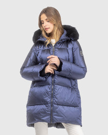 Après-Ski Jacket With Detachable Toscana Lamb Hood Trim | Ocean Blue/Black (V7)
