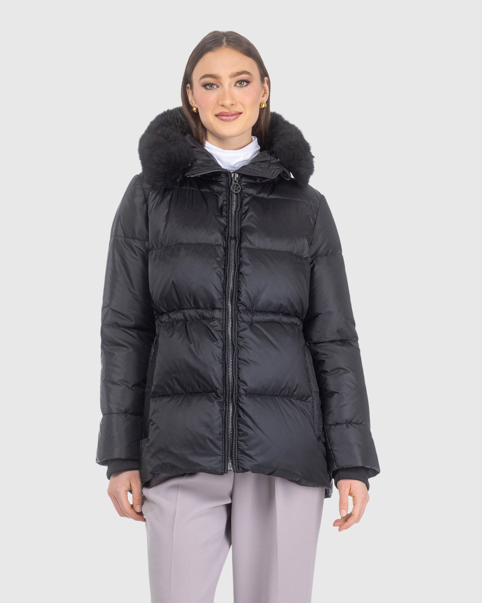 Après-Ski Jacket With Detachable Toscana Lamb Hood Trim | Black/Black (V19)