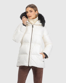 Après-Ski Jacket With Detachable Toscana Lamb Hood Trim | Ivory/Black (V9)