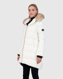 Après-Ski Jacket With Detachable Toscana Lamb Hood Trim | Ivory/Whiskey (V2)