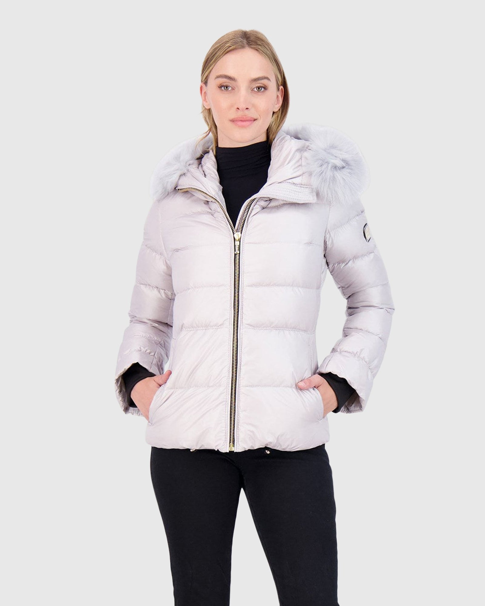 Après-Ski Jacket With Detachable Toscana Shearling Lamb Hood Trim | Gray/Gray (V3)