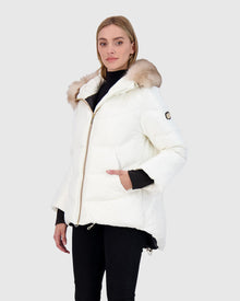 Après-Ski Jacket With Detachable Toscana Lamb Hood Trim | Ivory/Whiskey (V4)