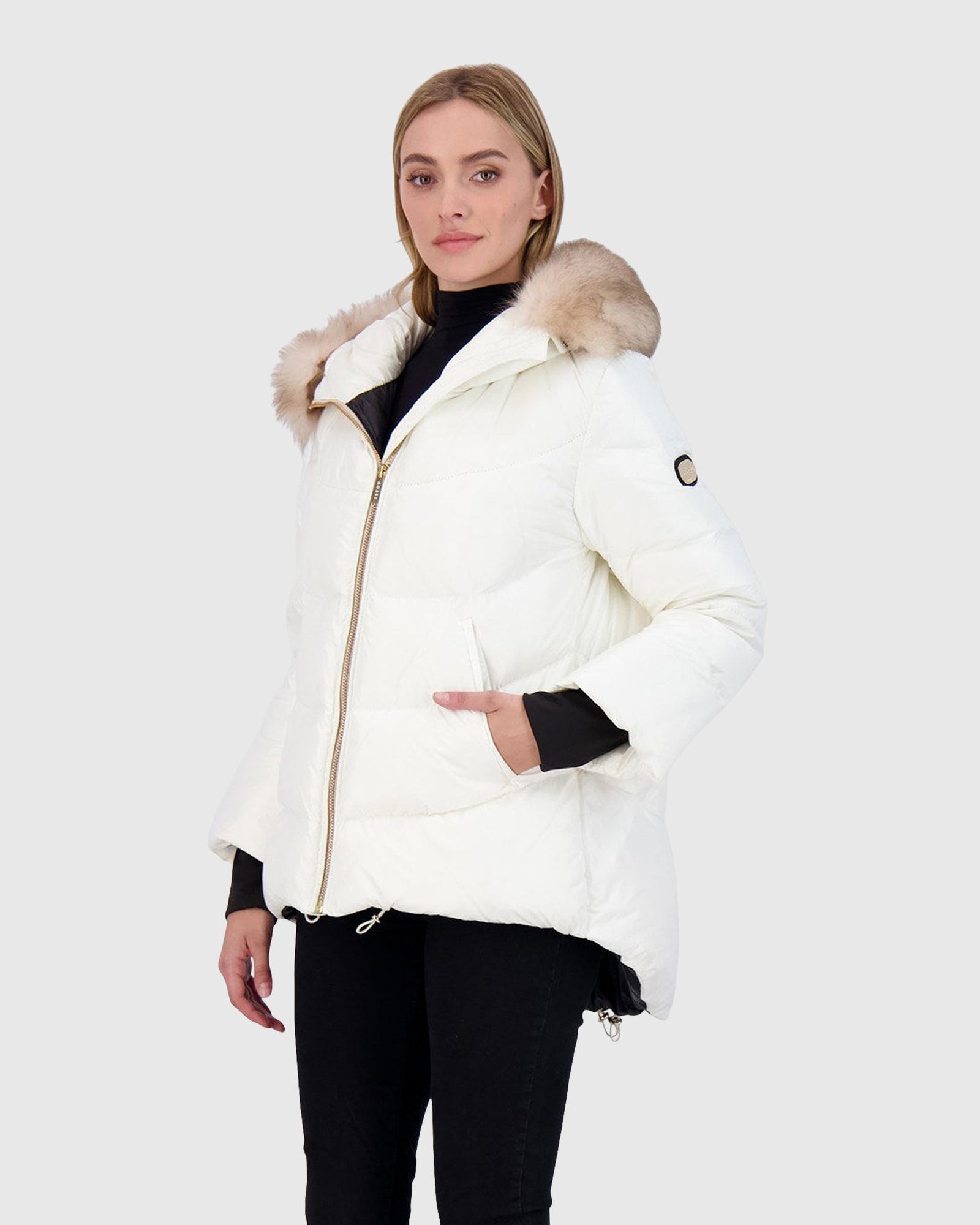 Après-Ski Jacket With Detachable Toscana Lamb Hood Trim | Ivory/Whiskey (V4)